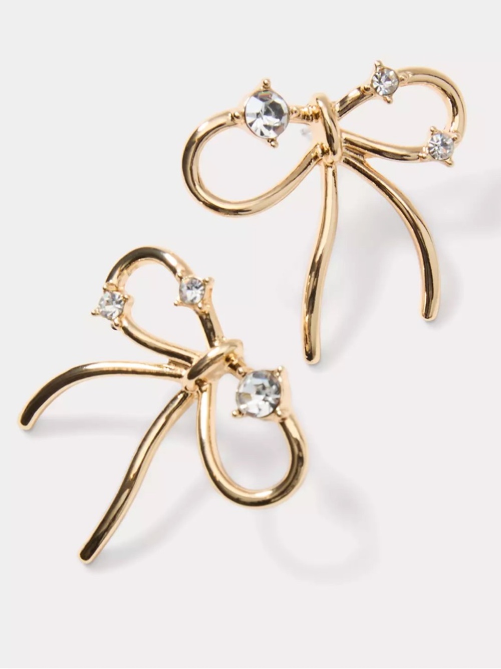 NWT Lilly Pulitzer Tis the Season Gold Bow Earrings with Clear Crystal Accents - Picture 3 of 8